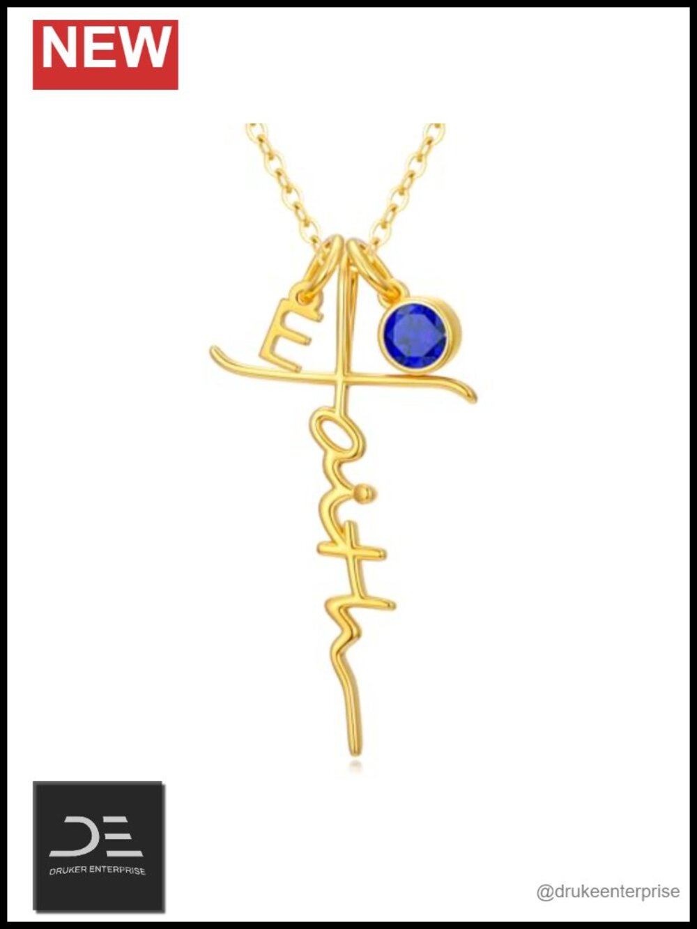 18K Gold Plated Personalized Faith Cross Necklace Initial Birthstone